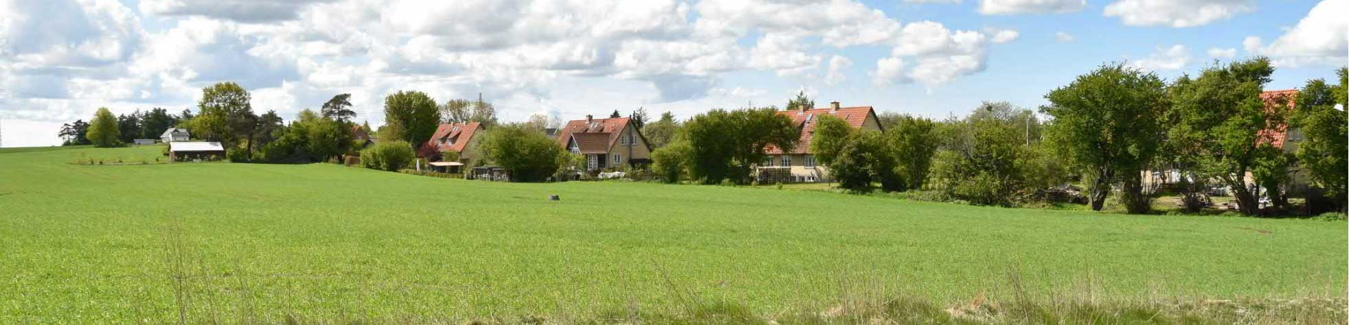 Pilegårdstrekanten set fra Filadelfia i Dianalund