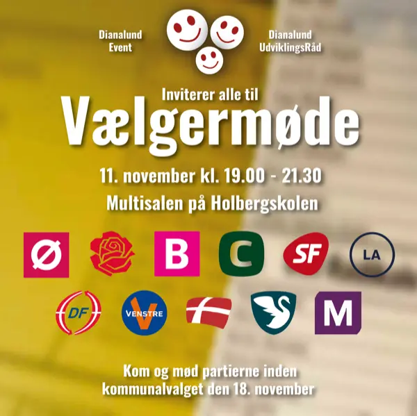 Annonce for Dianalund Events Vælgermøde 2025