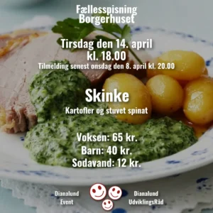 Fællesspisning - Barn - Skinke med kartofler og stuvet spinat