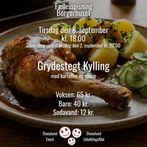 Fællesspisning - Voksen - Grydestegt kylling med kartofler og sauce