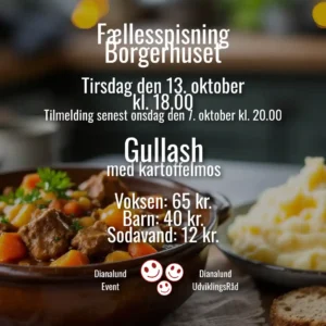 Fællesspisning - Voksen - Gullash med kartoffelmos